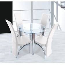 compact round clear glass dining set