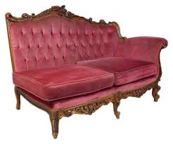 decorate with an antique red velvet couch