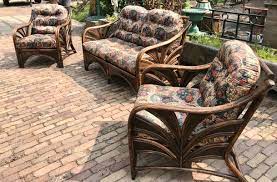 Vintage Bamboo Sofa And Chairs Set Of