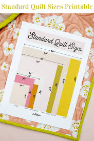 standard quilt sizes chart and