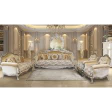 Najczęstszy materiał w antique living room to wełna. European Furniture Serena 3pc Livingroom Set In Antique Silver