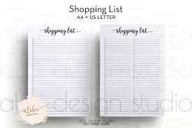 Shopping List A4 Inserts Shopping Organizer Grocery List Etsy