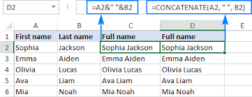 how to combine first and last name in excel