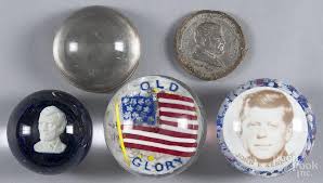 Four Glass Paperweights With Patriotic