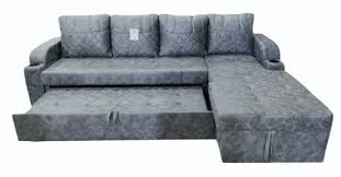 Grey 4 Seater Foam Sofa Cum Bed Wooden