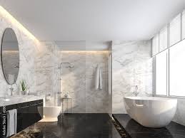 Luxury Bathroom With Black Marble Floor