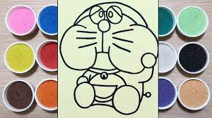 Chi Chim Xinh TÔ MÀU TRANH CÁT ĐÔRÊMON ĐAU RĂNG - Colors sand painting toys  - Đồ chơi trẻ em - YouTube