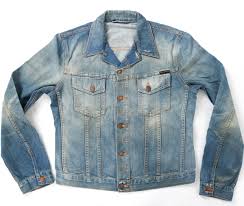 Details About Nudie Mens Denim Jeans Jacket Perry Organic Bright Broken