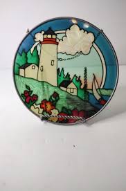 Vintage Lighthouse Stained Glass Round