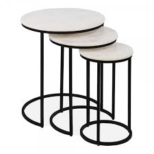 Enter your email address to receive alerts when we have new listings available for marble effect coffee tables uk. White Marble And Black Madison Nest Of Tables Luxury Side Tables