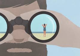 Reflections of a man by armistice sound, released 11 march 2011 1. Reflection Of Woman Standing On Beach In Binoculars Held By A Man With A Beard Sand Swimwear Stock Photo 232231740