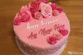 rose birthday cake with name edit