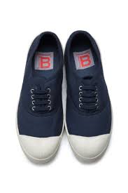 Bensimon Laced Plimsoll In Navy Blue Cabbages Roses