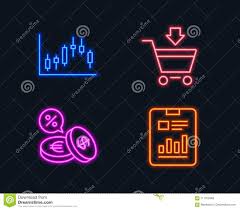 Candlestick Graph Online Market And Currency Exchange Icons