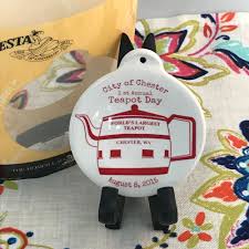 Fiestaware White 1st Annual Teapot Day Ornament Fiesta 2015