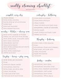 weekly cleaning checklist with free