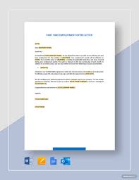part time employment offer letter in