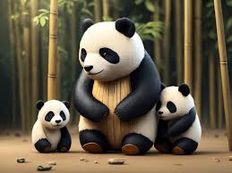 cute panda with bamboo background