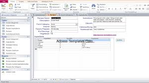 Microsoft Access Food Recipe Database Templates Example