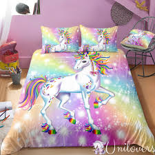 rainbow unicorn bed clothing