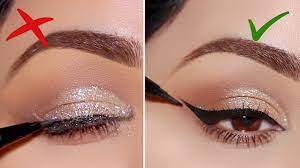 apply eyeliner over glitter makeup