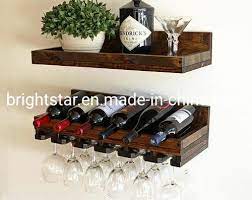 Wooden Wall Mounted Wine Bottle Rack