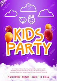 Kids Party Art Flyer Design Balloons Design Poster Template