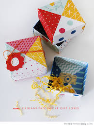 patchwork paper origami gift bo