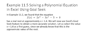 solving equations in excel using goal