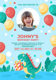 johny party dinosaur invitation template