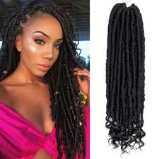 Vrhot 6packs 18 Inch Straight Goddess Locs Crochet Hair Faux Locs Crochet Braids Prelooped Black Synthetic Hair Extensions Dreadlocks Braiding Hair