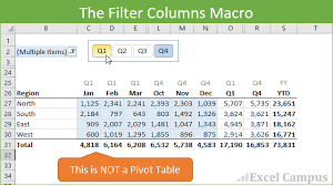 hide unhide filter columns with a