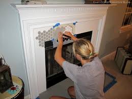stenciled faux tile fireplace tutorial