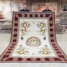 chinese dragon design wool silk rug