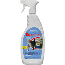 You may have to experiment a little spray, wipe or pour over areas of concern depending on whether its indoors or outdoors. Lambert Kay Boundary Indoor Outdoor Cat Repellent Petco