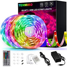 Amazon Com Tenmiro 65 6ft Led Strip Lights Flexible Color Changing Led Light Strips Kit With 44 Keys Ir Remote Led Lights For Bedroom Kitchen Home Decoration Home Improvement