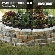 Landscaping how to install home depot stone edging for. 12inch Retaining Wall Block In Fieldstone Blend Pavestoneco 12inchwall Gardenwal Garden Retaining Wall Landscaping Retaining Walls Backyard Retaining Walls