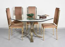 Octagonal Dining Table In Brass Chrome