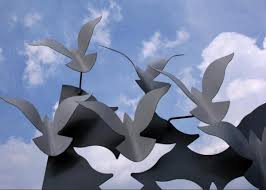 bird flying stainless steel abstract
