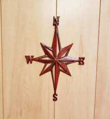 Distressed Red Nautical Compass Wall