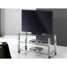 Glass Tv Table With Chrome Legs Aremi 95 Cm