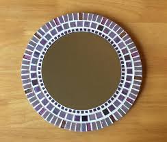 Round Mosaic Wall Mirror 30cm Purple