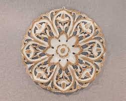 Wood Carved Wall Panel Round Rustic