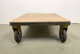 Yellow Industrial Coffee Table Cart