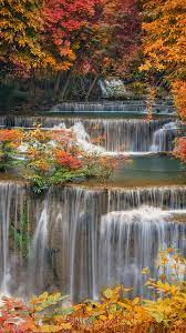 waterfall autumn forest nature scenery