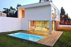 Construction materials of the house include mini bricks, concrete, cement, iron and steel. Charming Exterior House Design Styles Part 2 Small Swimming Pool For Small House Designs With Pool Small House Design Pool House Plans Small House Design Plans