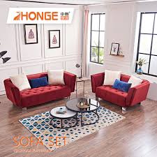 Cheap Red Couch Velvet Sofas Living Room Furniture Upholstered Classic Comfortable American Style Home Fabric Sofa Design Set Buy Living Room