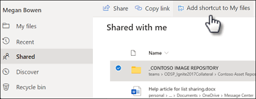 add shortcuts to shared folders in