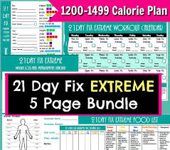 21 Day Fix Extreme Printable 1200 1499 5 Page Pdf Bundle