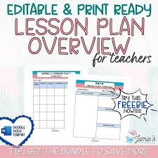 free editable weekly lesson plan